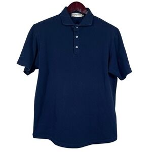 Collars & Co Luxury Pique 100% Cotton Polo Mens XL Navy Short Sleeve Shirt